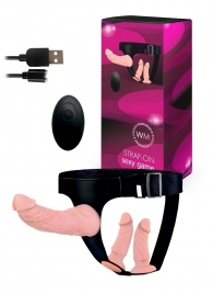 Женский страпон с 3 насадками и вибрацией - Erowoman-Eroman - купить с доставкой в Стерлитамаке