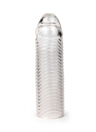 Прозрачная закрытая насадка на пенис с ребрышками - 16 см. - Sex Expert - в Стерлитамаке купить с доставкой