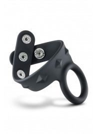 Черное эрекционное кольцо с подхватом мошонки на кнопках VS6 - Blush Novelties - в Стерлитамаке купить с доставкой