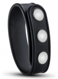 Черное эрекционное кольцо на кнопках - Blush Novelties - в Стерлитамаке купить с доставкой