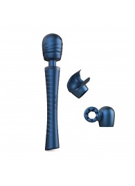 Синий вибромассажёр с насадками Man.wand Edgy - Manwan - в Стерлитамаке купить с доставкой