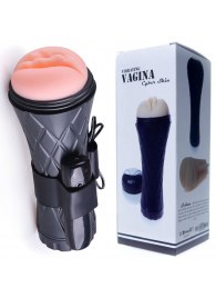 Телесный мастурбатор-вагина в черной колбе с вибрацией - Boys of Toys - в Стерлитамаке купить с доставкой