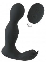 Черная анальная пробка с вибрацией, вращением и пультом ДУ RC Butt Plug with 2 Functions - Orion - в Стерлитамаке купить с доставкой