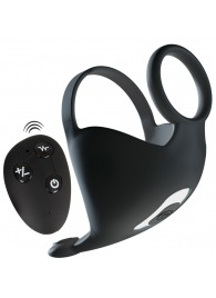 Черная вибронасадка для эрекции и стимуляции мошонки Cock ring with RC ball massager - Orion - в Стерлитамаке купить с доставкой