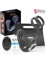 Черная анальная пробка с вращением и эрекционными кольцами - Ibiza - в Стерлитамаке купить с доставкой