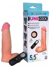 Фаллическая насадка Харнесс UNICOCK 5,5  с вибрацией - 17 см. - LOVETOY (А-Полимер) - купить с доставкой в Стерлитамаке
