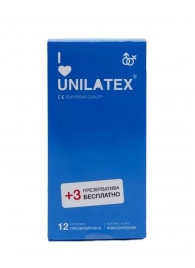 Классические презервативы Unilatex Natural Plain - 12 шт. + 3 шт. в подарок - Unilatex - купить с доставкой в Стерлитамаке