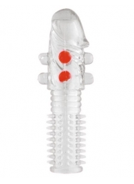 Гелевая прозрачная насадка с шариками и шипами - 14 см. - Toyfa Basic - в Стерлитамаке купить с доставкой