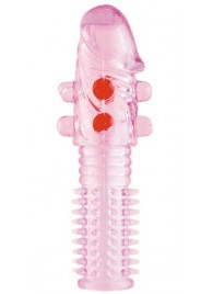 Гелевая розовая насадка с шариками и шипами - 14 см. - ToyFa - в Стерлитамаке купить с доставкой