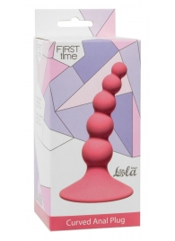 Розовая анальная пробка Ribbed Plug Pink - 10,5 см. - Lola Games