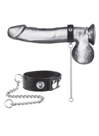 Утяжка на пенис с поводком Snap Cock Ring With 12  Leash - BlueLine - купить с доставкой в Стерлитамаке