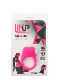 Розовое эрекционное кольцо с щеточкой LIT-UP SILICONE STIMU RING 5 - Dream Toys - в Стерлитамаке купить с доставкой