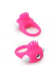 Розовое эрекционное кольцо с щеточкой LIT-UP SILICONE STIMU RING 5 - Dream Toys - в Стерлитамаке купить с доставкой