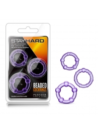 Набор из 3 фиолетовых эрекционных колец Stay Hard Beaded Cockrings - Blush Novelties - в Стерлитамаке купить с доставкой