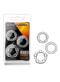 Набор из 3 прозрачных эрекционных колец Stay Hard Beaded Cockrings - Blush Novelties - в Стерлитамаке купить с доставкой