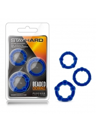 Набор из 3 синих эрекционных колец Stay Hard Beaded Cockrings - Blush Novelties - в Стерлитамаке купить с доставкой