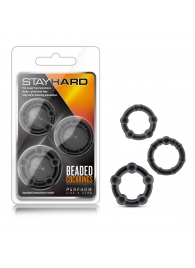 Набор из 3 чёрных эрекционных колец Stay Hard Beaded Cockrings - Blush Novelties - в Стерлитамаке купить с доставкой