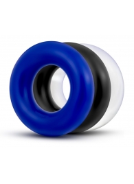 Набор из 3 разноцветных колец Stay Hard Donut Rings - Blush Novelties - в Стерлитамаке купить с доставкой