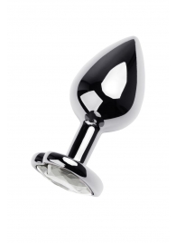 Серебристая анальная пробка с прозрачным кристаллом-сердцем - 8 см. - ToyFa - купить с доставкой в Стерлитамаке