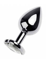 Серебристая анальная пробка с прозрачным кристаллом-сердцем - 8 см. - ToyFa - купить с доставкой в Стерлитамаке