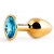 Золотистая анальная пробка с голубым стразом - 7,2 см. - Anal Jewelry Plug - купить с доставкой в Стерлитамаке