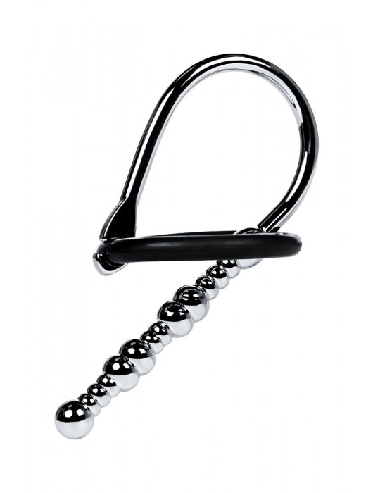 Серебристый уретральный плаг-бусины TOYFA Metal с мягким фиксириющим кольцом - ToyFa - купить с доставкой в Стерлитамаке