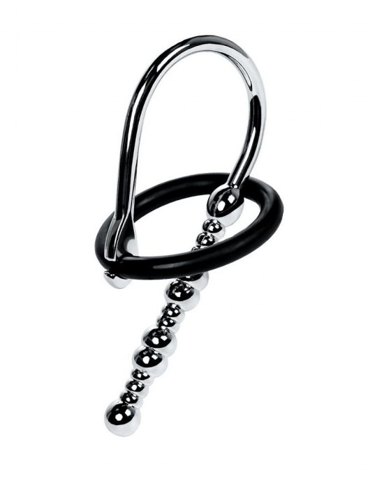 Серебристый уретральный плаг-бусины TOYFA Metal с мягким фиксириющим кольцом - ToyFa - купить с доставкой в Стерлитамаке