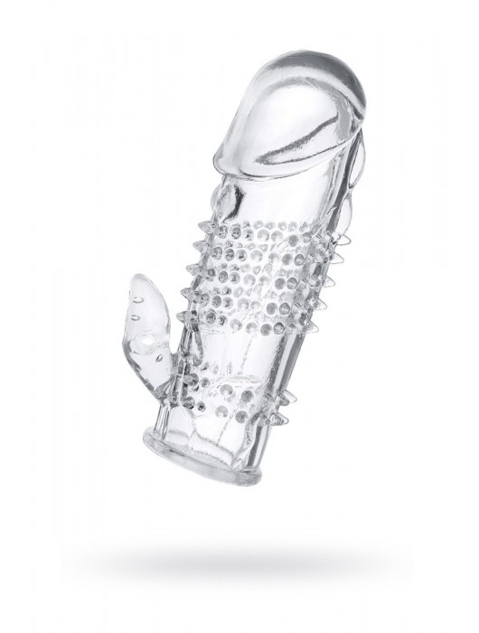 Прозрачная гелевая насадка с шипами и клиторальным отростком - 13 см. - Toyfa Basic - в Стерлитамаке купить с доставкой