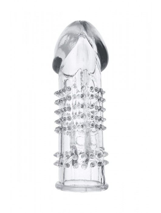 Прозрачная гелевая насадка с шипами и клиторальным отростком - 13 см. - Toyfa Basic - в Стерлитамаке купить с доставкой