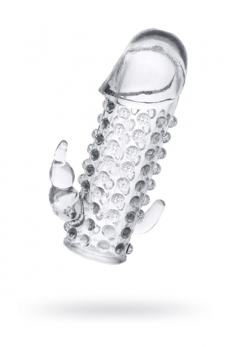 Гелевая прозрачная насадка с 2 отростками - 13 см. - Toyfa Basic - в Стерлитамаке купить с доставкой