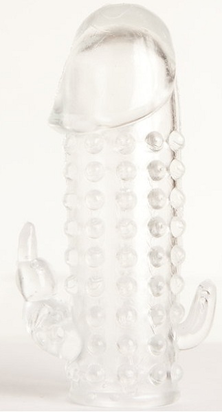 Гелевая прозрачная насадка с 2 отростками - 13 см. - Toyfa Basic - в Стерлитамаке купить с доставкой