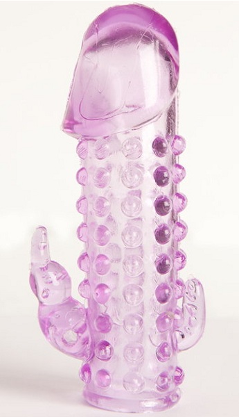 Закрытая фиолетовая насадка с 2 отростками - 13 см. - Toyfa Basic - в Стерлитамаке купить с доставкой