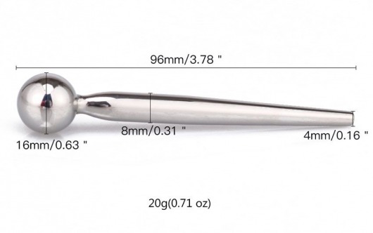 Гладкий металлический уретральный плаг с шариком - 9,6 см. - Notabu - купить с доставкой в Стерлитамаке