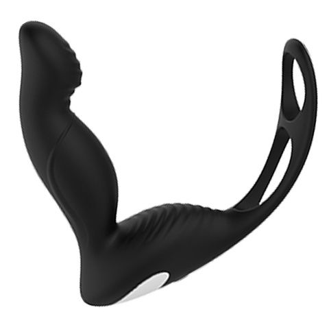 Черный вибромассажер простаты P-PLEASER W ERECTION ENHANCE - Dream Toys - в Стерлитамаке купить с доставкой