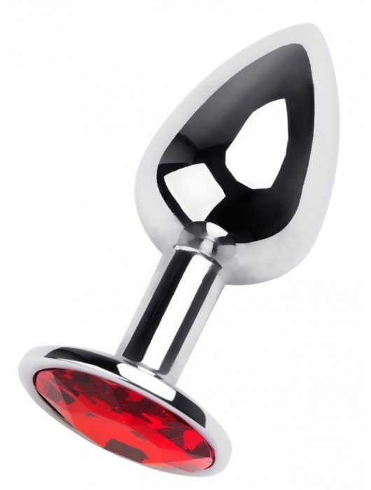 Маленькая коническая серебристая анальная пробка с красным кристаллом - 7 см. - ToyFa - купить с доставкой в Стерлитамаке