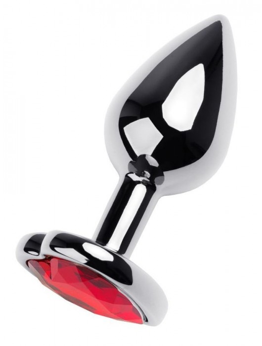 Серебристая коническая анальная пробка с красным кристаллом-сердечком - 7 см. - ToyFa - купить с доставкой в Стерлитамаке