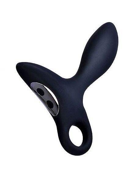 Черный силиконовый анальный вибромассажер Erokey с колечком-ограничителем - Erokay - в Стерлитамаке купить с доставкой