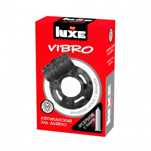 Чёрное эрекционное виброкольцо Luxe VIBRO  Африканский Эль Дьябло  + презерватив - Luxe - в Стерлитамаке купить с доставкой