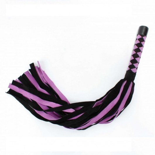 Черно-розовая плеть из замши - 58 см. - БДСМ Арсенал - купить с доставкой в Стерлитамаке