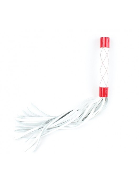 Бело-красная плеть средней длины с ручкой - 44 см. - БДСМ Арсенал - купить с доставкой в Стерлитамаке