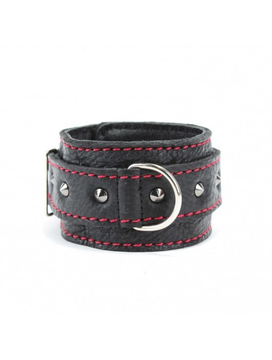 Черные оковы с шипами и контрастной строчкой - БДСМ Арсенал - купить с доставкой в Стерлитамаке