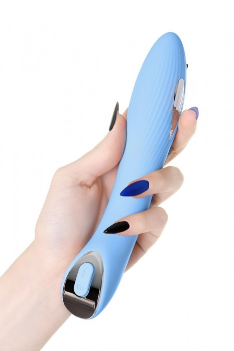 Голубой силиконовый вибратор с электростимуляцией TESLA G-POINT - 21 см. - ToyFa - купить с доставкой в Стерлитамаке