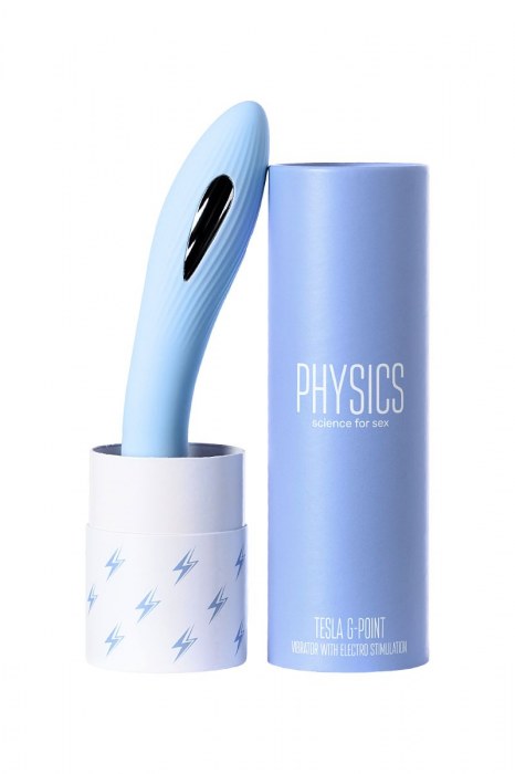 Голубой силиконовый вибратор с электростимуляцией TESLA G-POINT - 21 см. - ToyFa - купить с доставкой в Стерлитамаке