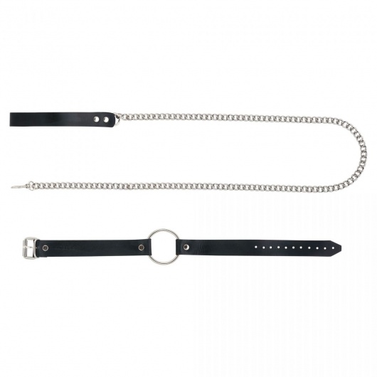 Черный поводок и чокер с кольцом Rada - Rebelts - купить с доставкой в Стерлитамаке