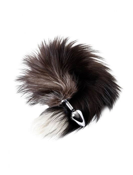 Серебристая металлическая анальная втулка с хвостом чернобурой лисы - размер S - ToyFa - купить с доставкой в Стерлитамаке