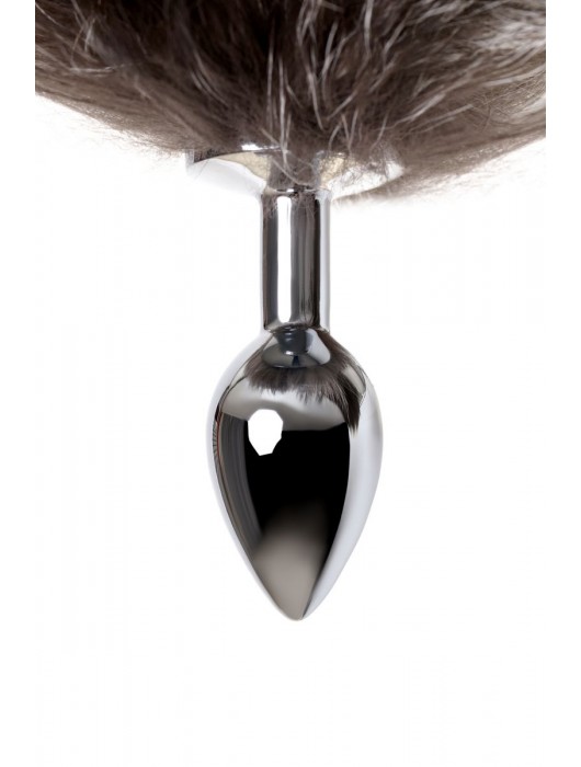 Серебристая металлическая анальная втулка с хвостом чернобурой лисы - размер S - ToyFa - купить с доставкой в Стерлитамаке