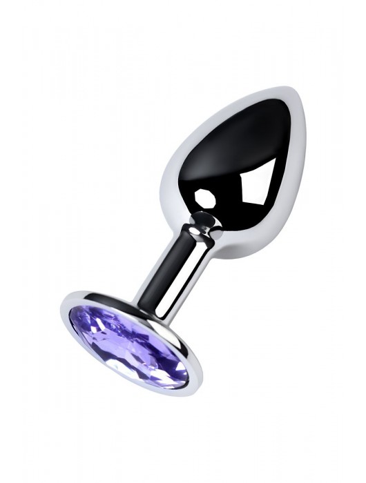 Серебристая конусовидная анальная пробка с фиолетовым кристаллом - 7 см. - ToyFa - купить с доставкой в Стерлитамаке