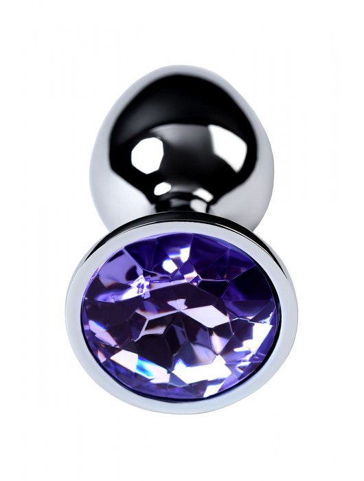 Серебристая конусовидная анальная пробка с фиолетовым кристаллом - 7 см. - ToyFa - купить с доставкой в Стерлитамаке