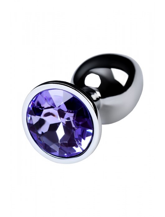 Серебристая конусовидная анальная пробка с фиолетовым кристаллом - 7 см. - ToyFa - купить с доставкой в Стерлитамаке