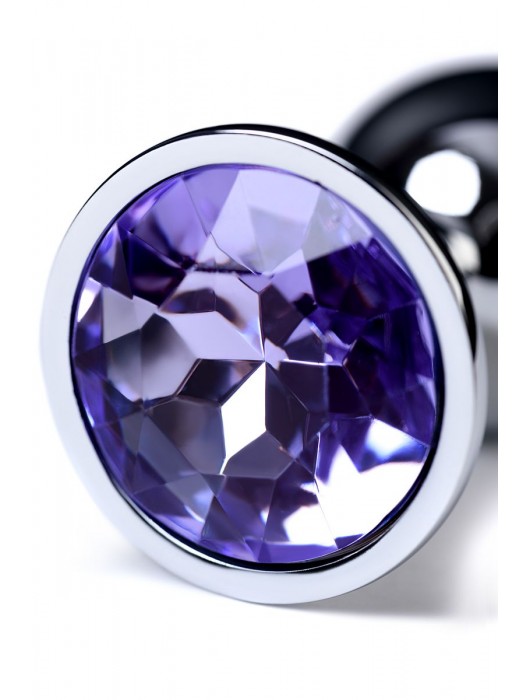 Серебристая конусовидная анальная пробка с фиолетовым кристаллом - 7 см. - ToyFa - купить с доставкой в Стерлитамаке
